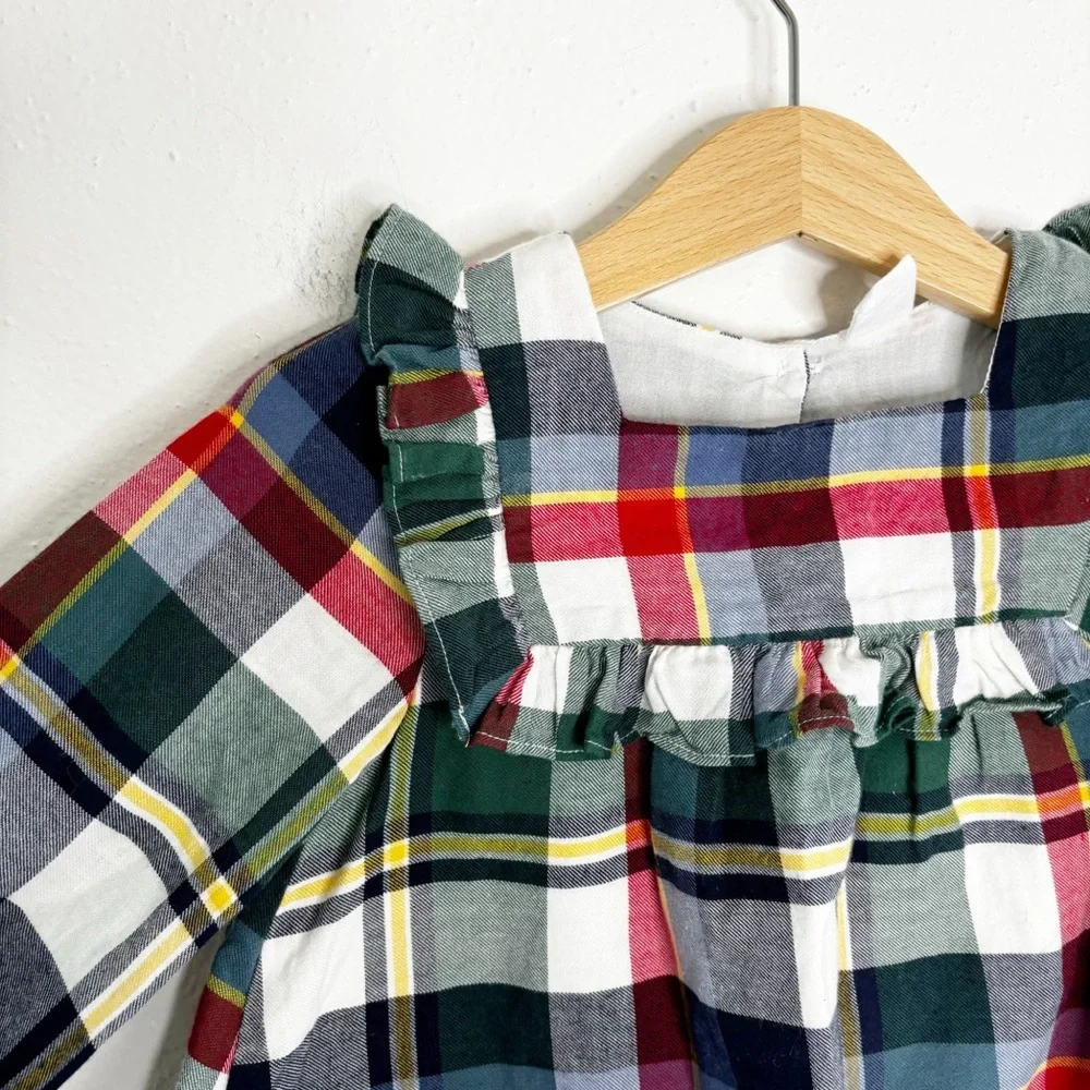 Baby Gap Plaid Ruffle Sleeve Dress Size 18-24M EUC